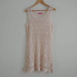 Somya Collection 100% cotton crochet look loose open knit dress cover approx M